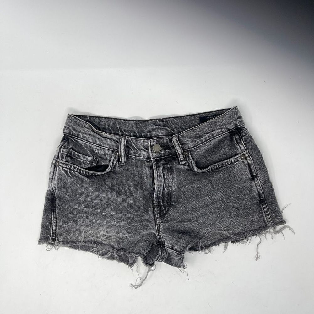 All Saints Women's Black Grey Acid Wash Denim Shorts Size 25W
